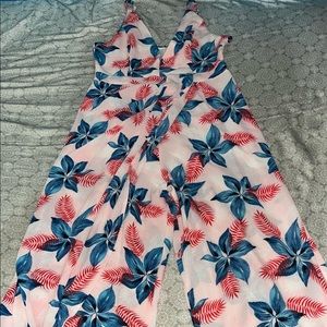 Floral jumpsuit with a kind of skirt